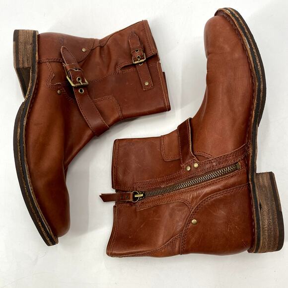 Ugg brown leather sherpa lined boots - Picture 2 of 7